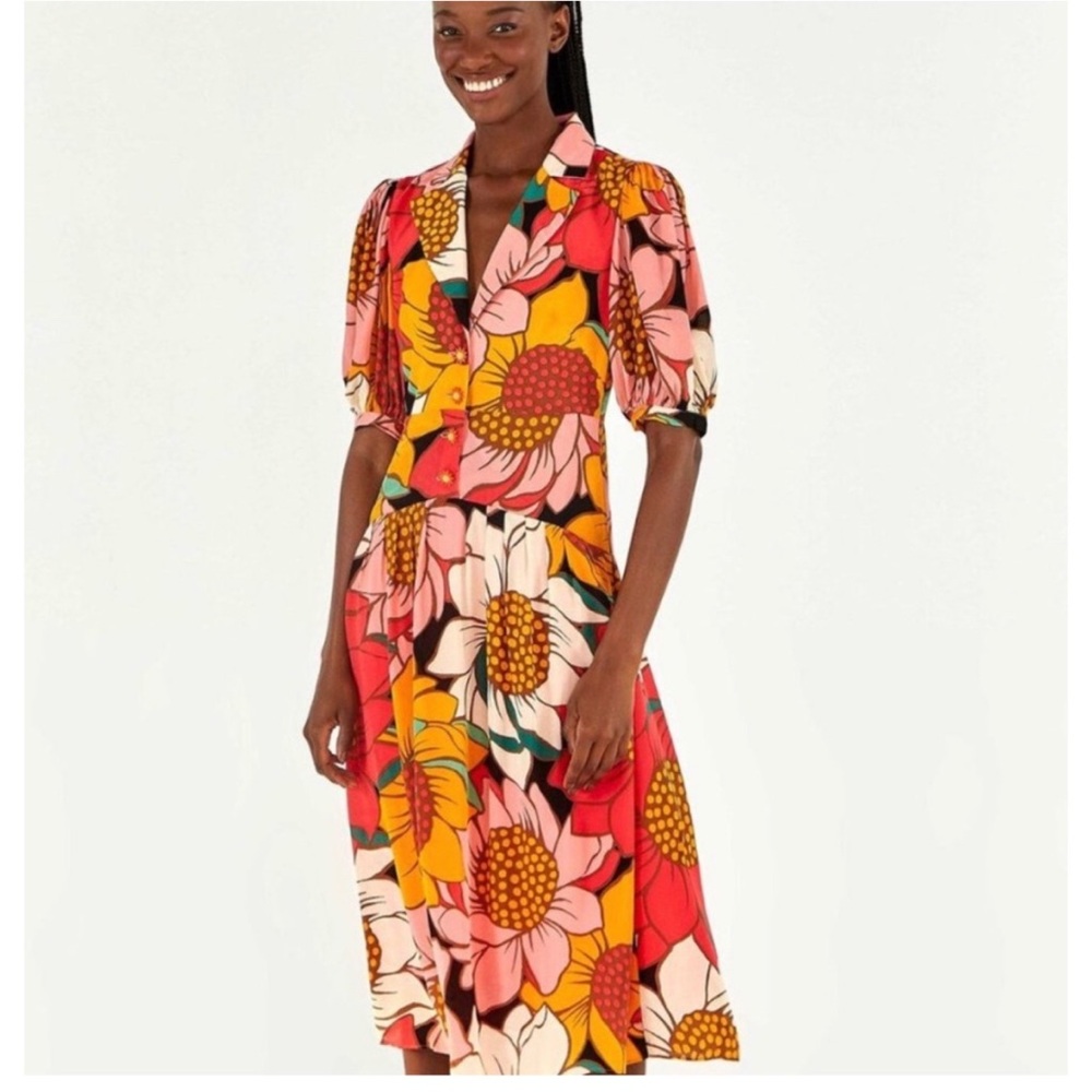 FARM RIO Colorful Sunflowers Midi Dress - Picture 11 of 11